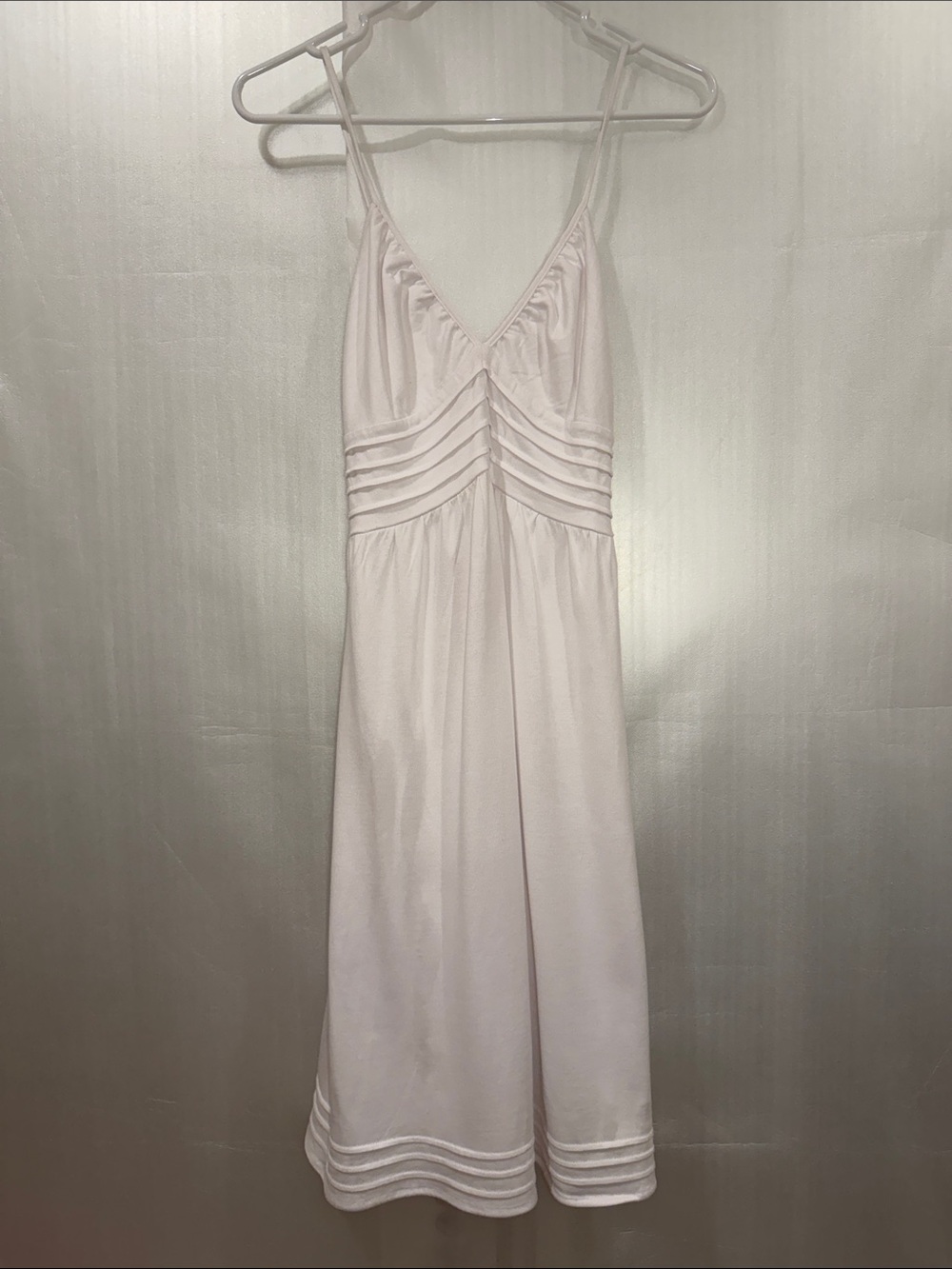 Sweetees White Spaghetti-Strap Midi Dress with Mini Pleated Accents